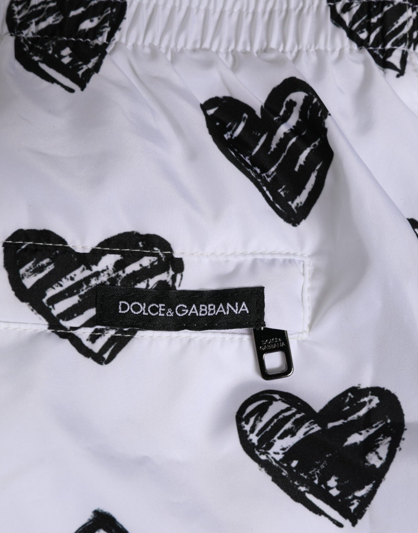 White Black Heart Print Men Boxer Short Swimwear-Dolce & Gabbana-LabelTerrace.com