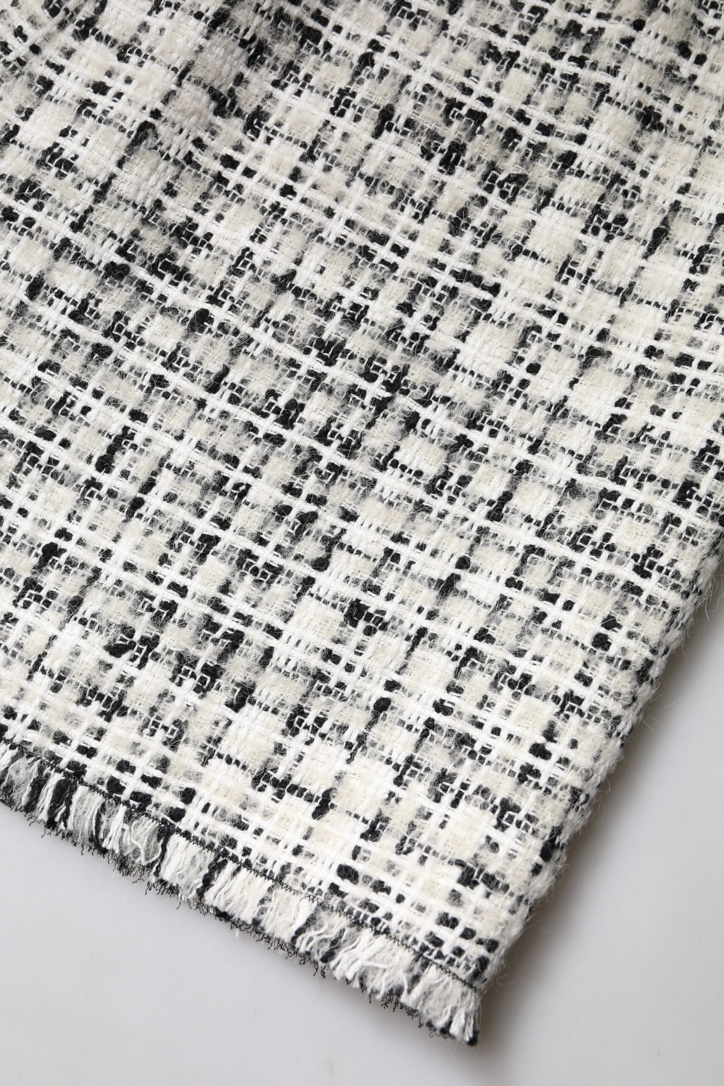 White Black High Waist Tartan Tweed Mini Skirt-Dolce & Gabbana-LabelTerrace.com