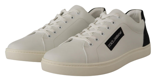 White Black Leather Low Shoes Sneakers-Dolce & Gabbana-LabelTerrace.com