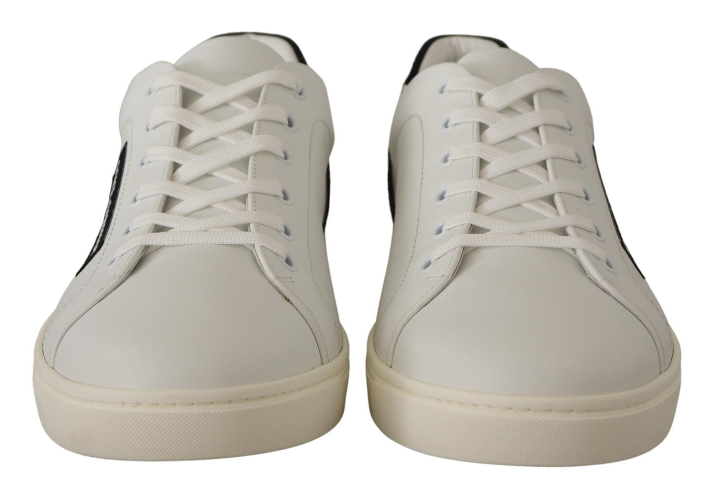 White Black Leather Low Shoes Sneakers-Dolce & Gabbana-LabelTerrace.com