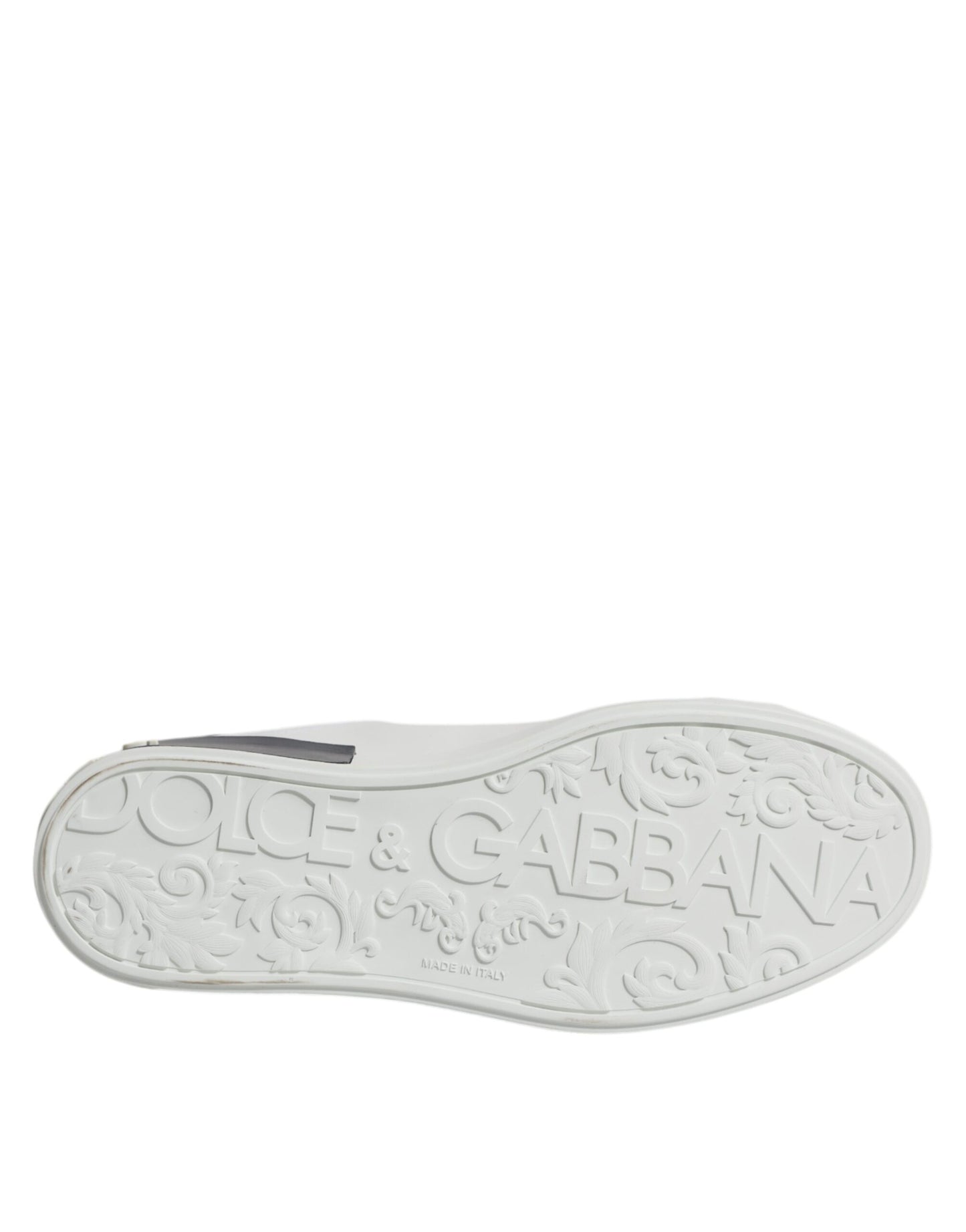White Black Leather Portofino Sneakers Shoes-Dolce & Gabbana-LabelTerrace.com