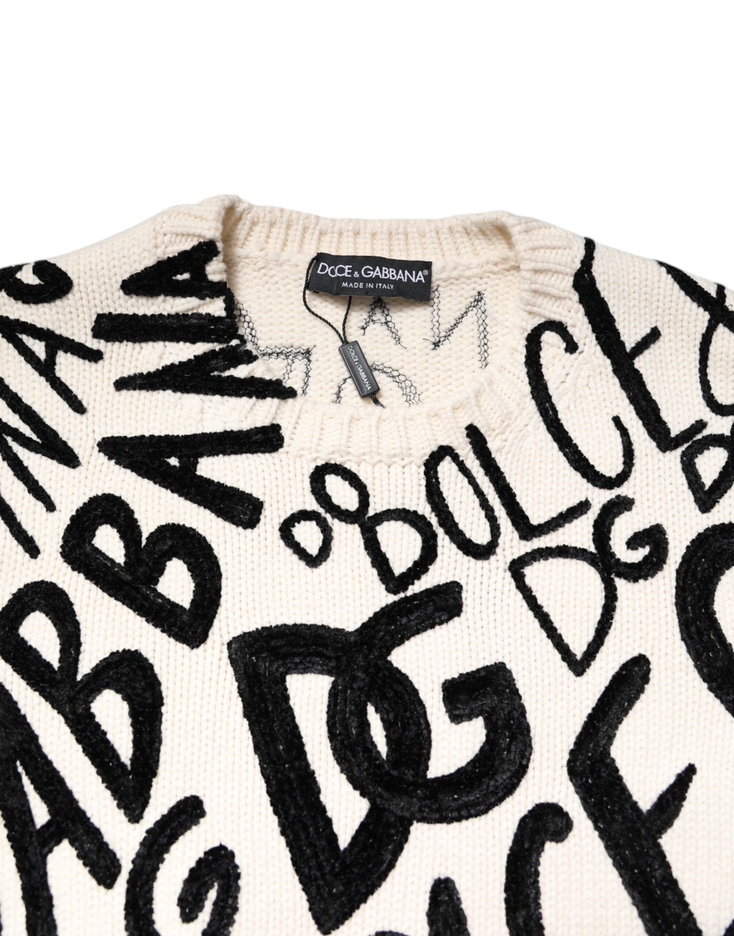 White Black Logo Print Women Pullover Sweater-Dolce & Gabbana-LabelTerrace.com