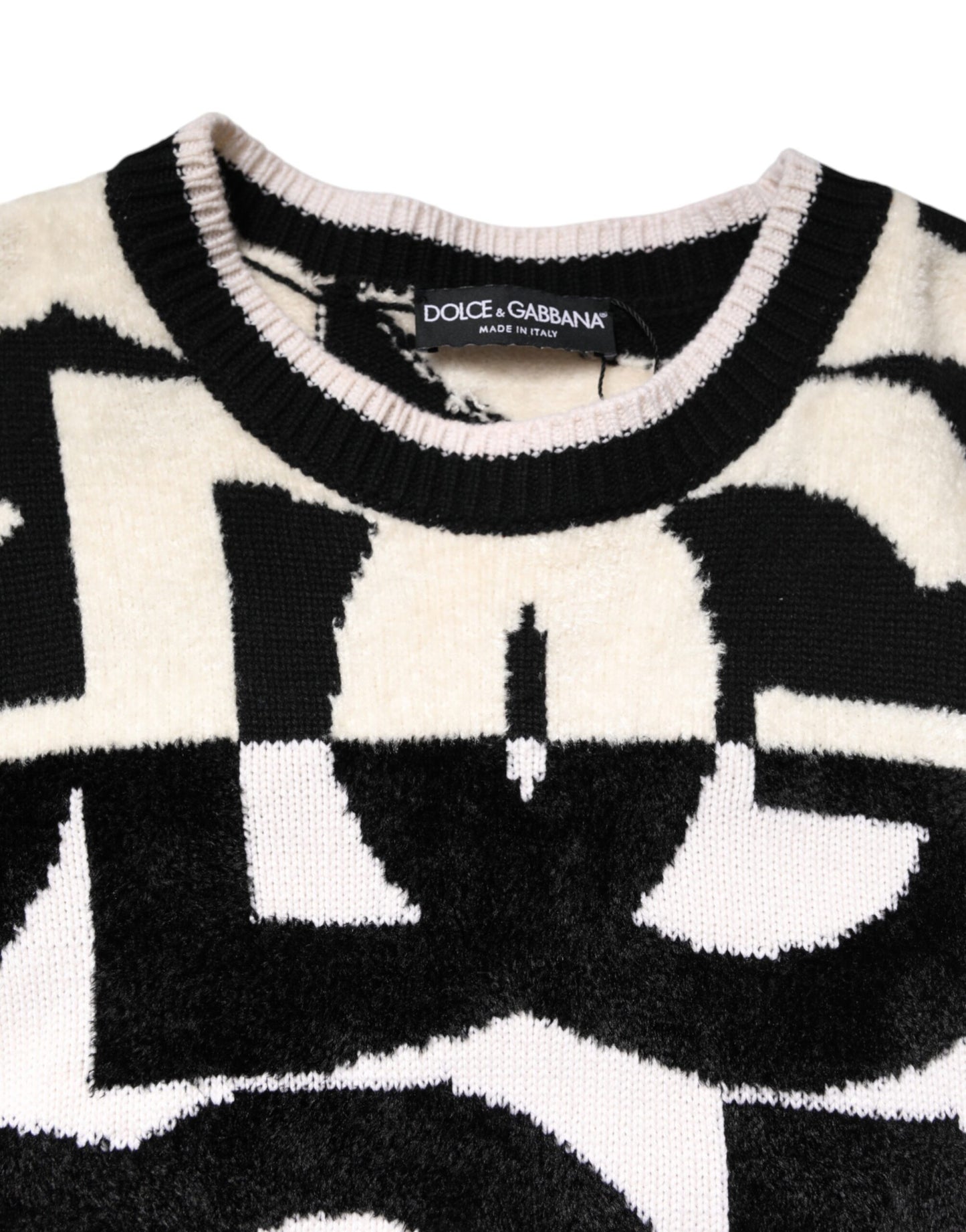 White Black Logo Print Women Pullover Sweater-Dolce & Gabbana-LabelTerrace.com