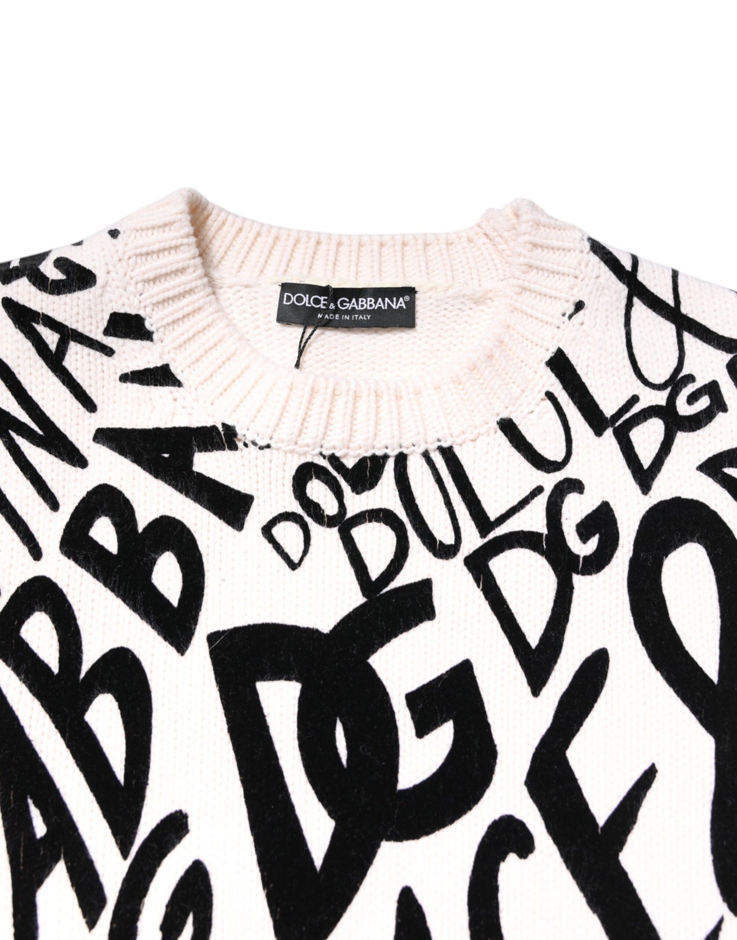 White Black Logo Print Women Pullover Sweater-Dolce & Gabbana-LabelTerrace.com