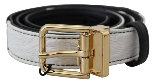 White Black Patchwork Gold Metal Buckle Belt-Dolce & Gabbana-LabelTerrace.com