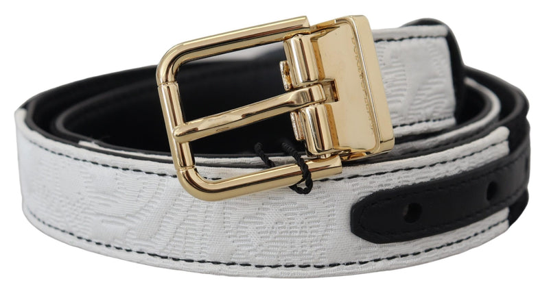 White Black Patchwork Gold Metal Buckle Belt-Dolce & Gabbana-LabelTerrace.com