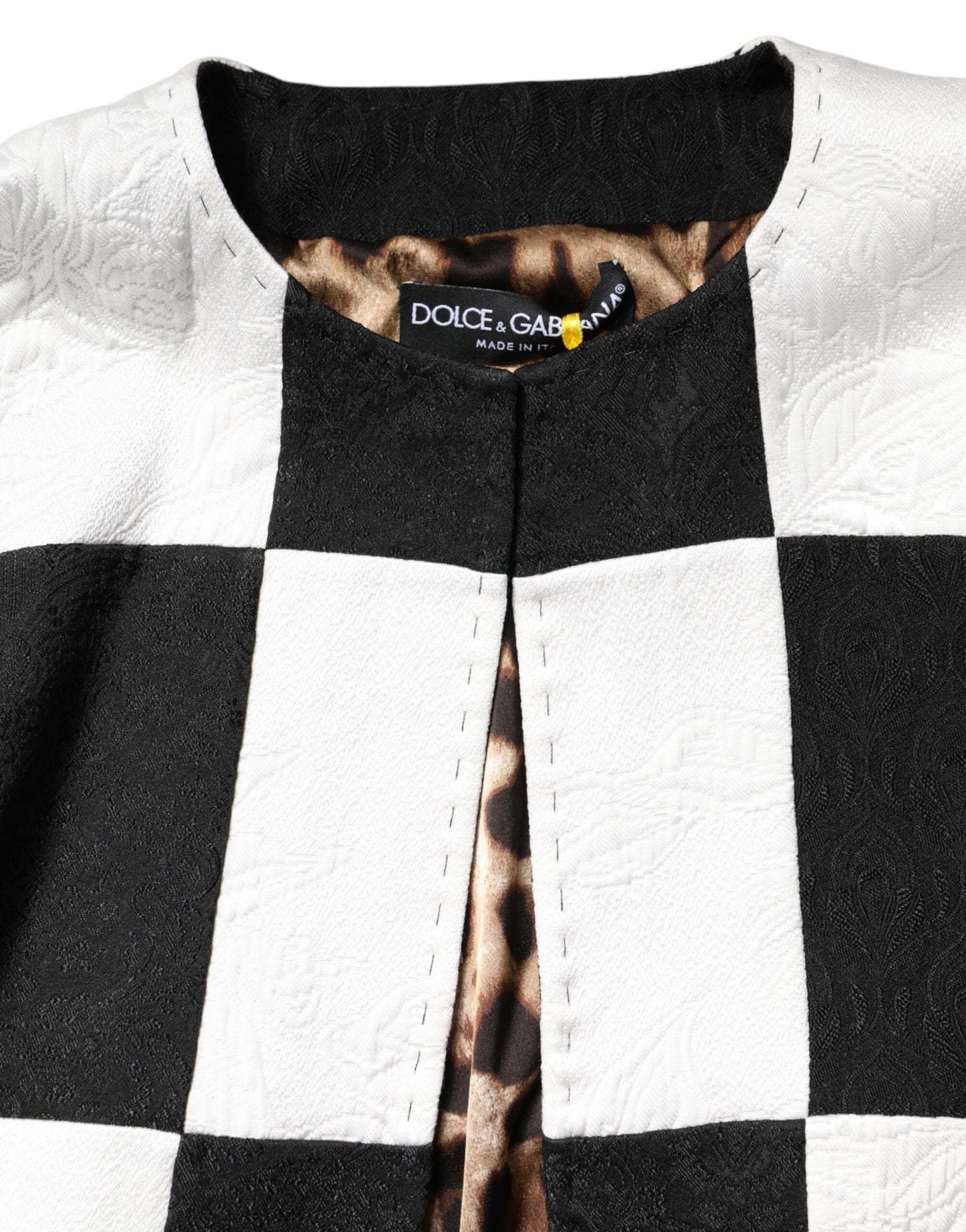 White Black Patchwork Jacquard Blazer Jacket-Dolce & Gabbana-LabelTerrace.com