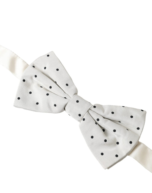 White Black Polka Dot Polyester Bow Tie Men-Dolce & Gabbana-LabelTerrace.com
