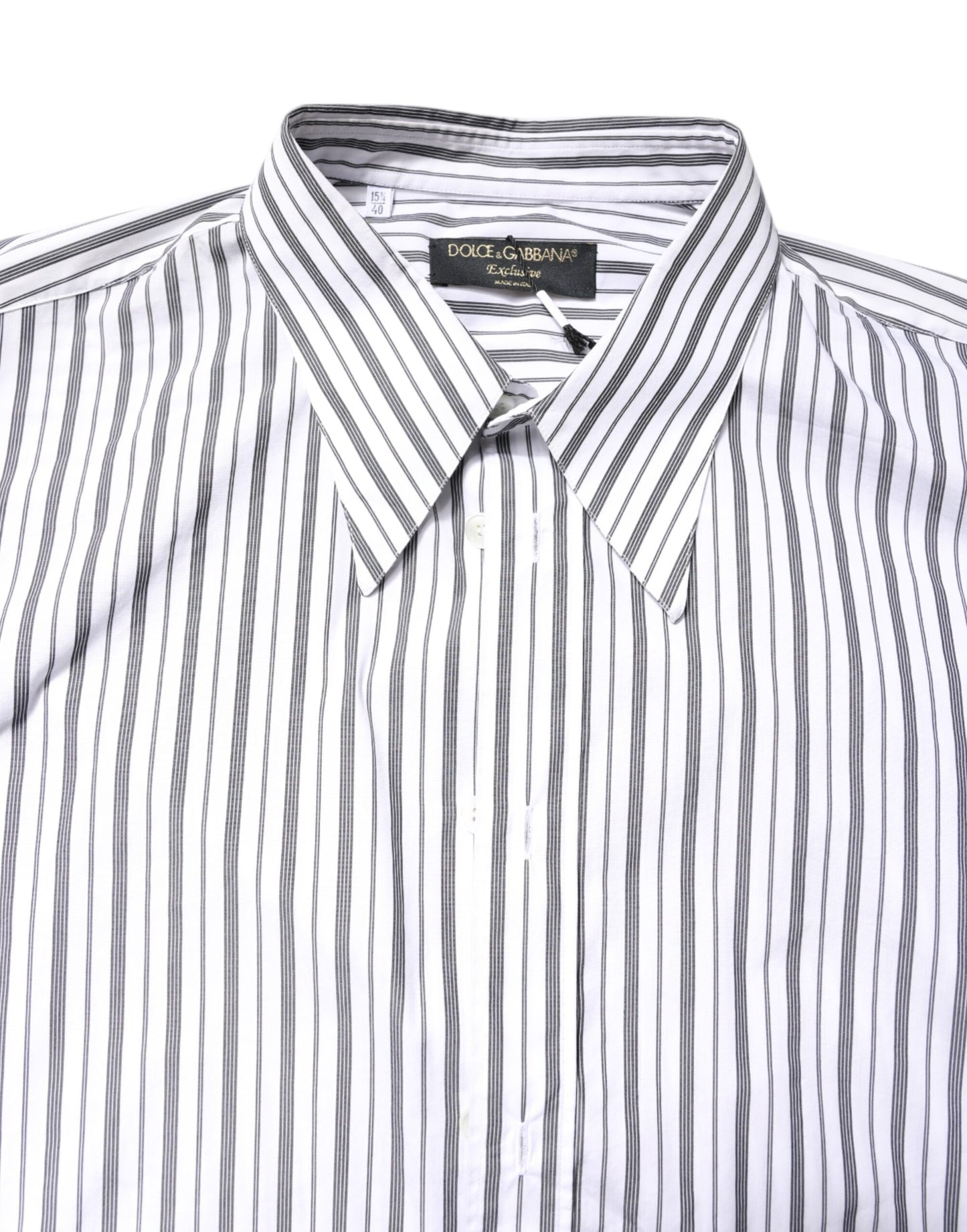 White Black Stripe Button Down Casual Shirt-Dolce & Gabbana-LabelTerrace.com