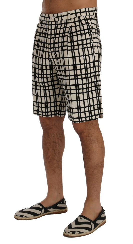 White Black Striped Casual Shorts-Dolce & Gabbana-LabelTerrace.com