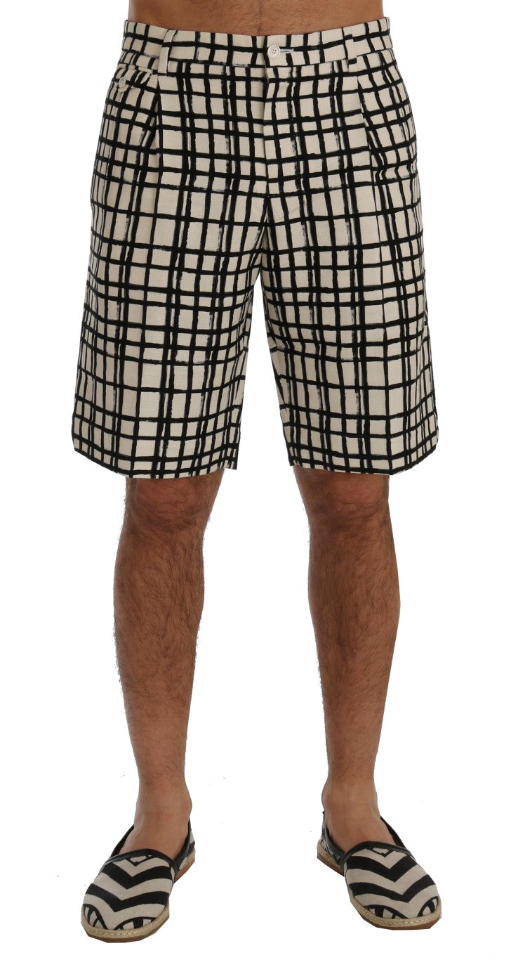 White Black Striped Casual Shorts-Dolce & Gabbana-LabelTerrace.com