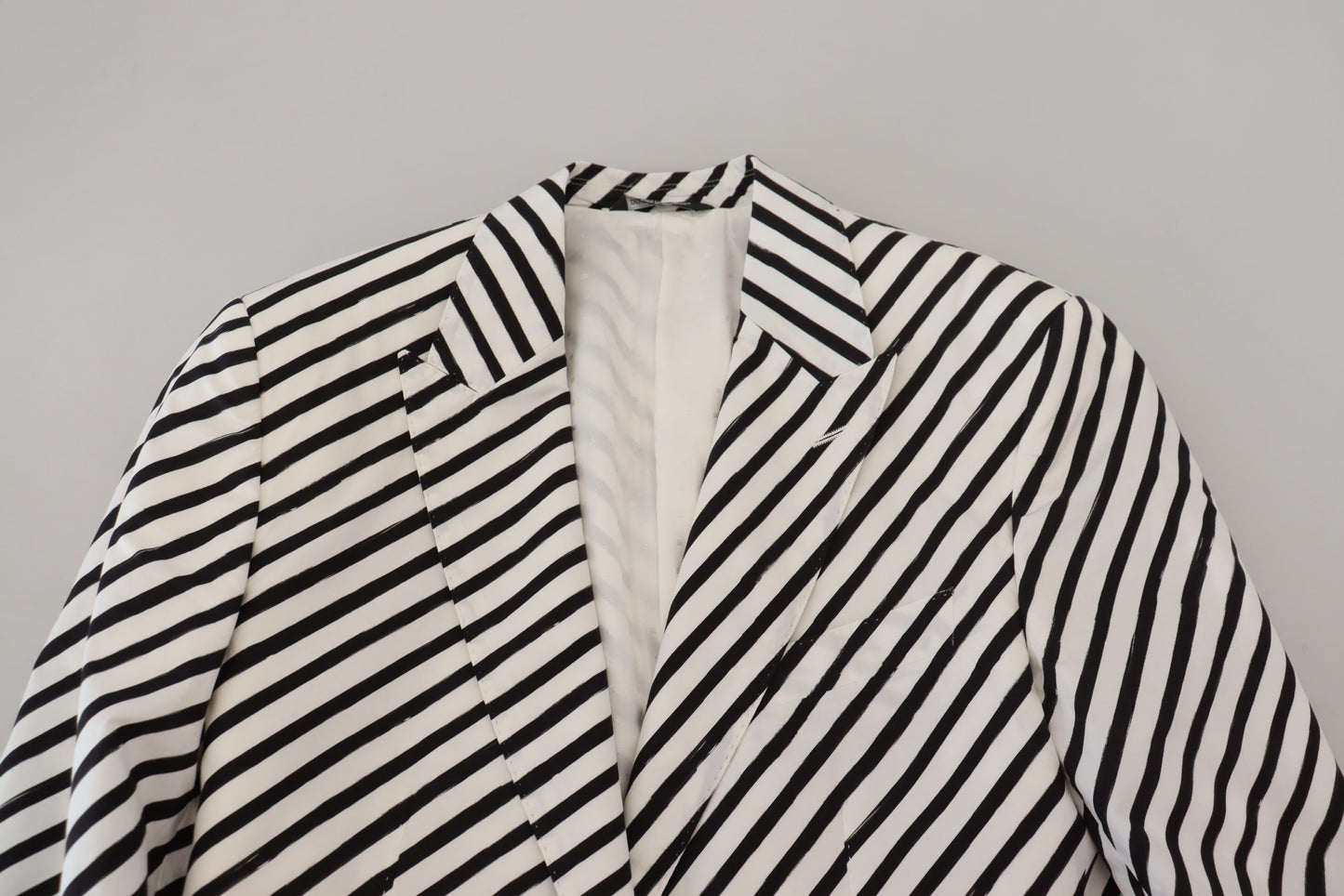White Black Striped Slim Fit Jacket Blazer-Dolce & Gabbana-LabelTerrace.com