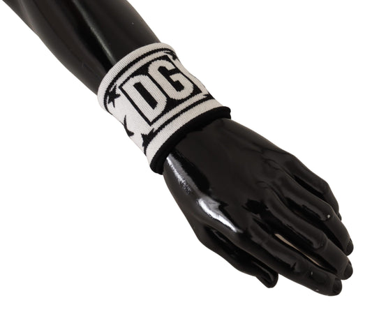 White Black Wool Logo #DGMILLENNIALS Wristband-Dolce & Gabbana-LabelTerrace.com