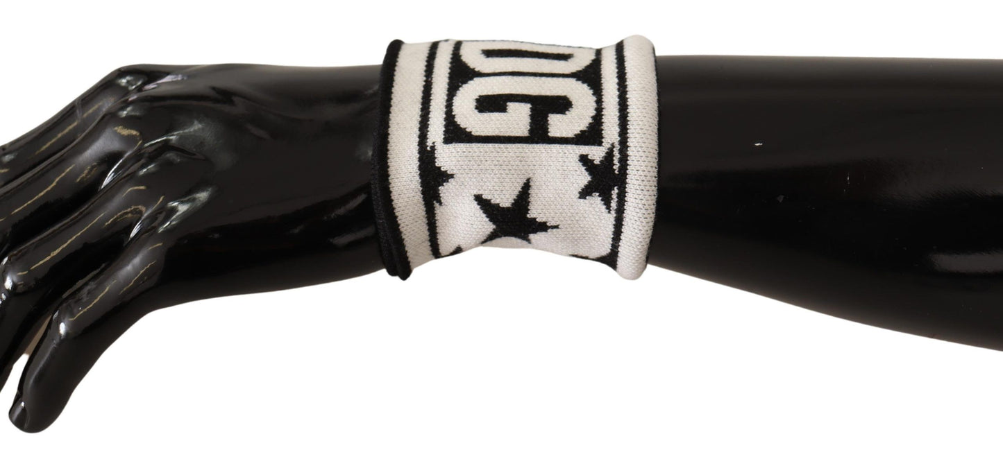 White Black Wool Logo #DGMILLENNIALS Wristband-Dolce & Gabbana-LabelTerrace.com