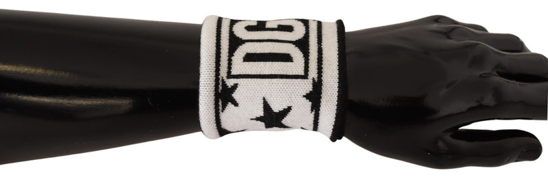 White Black Wool Logo #DGMILLENNIALS Wristband-Dolce & Gabbana-LabelTerrace.com