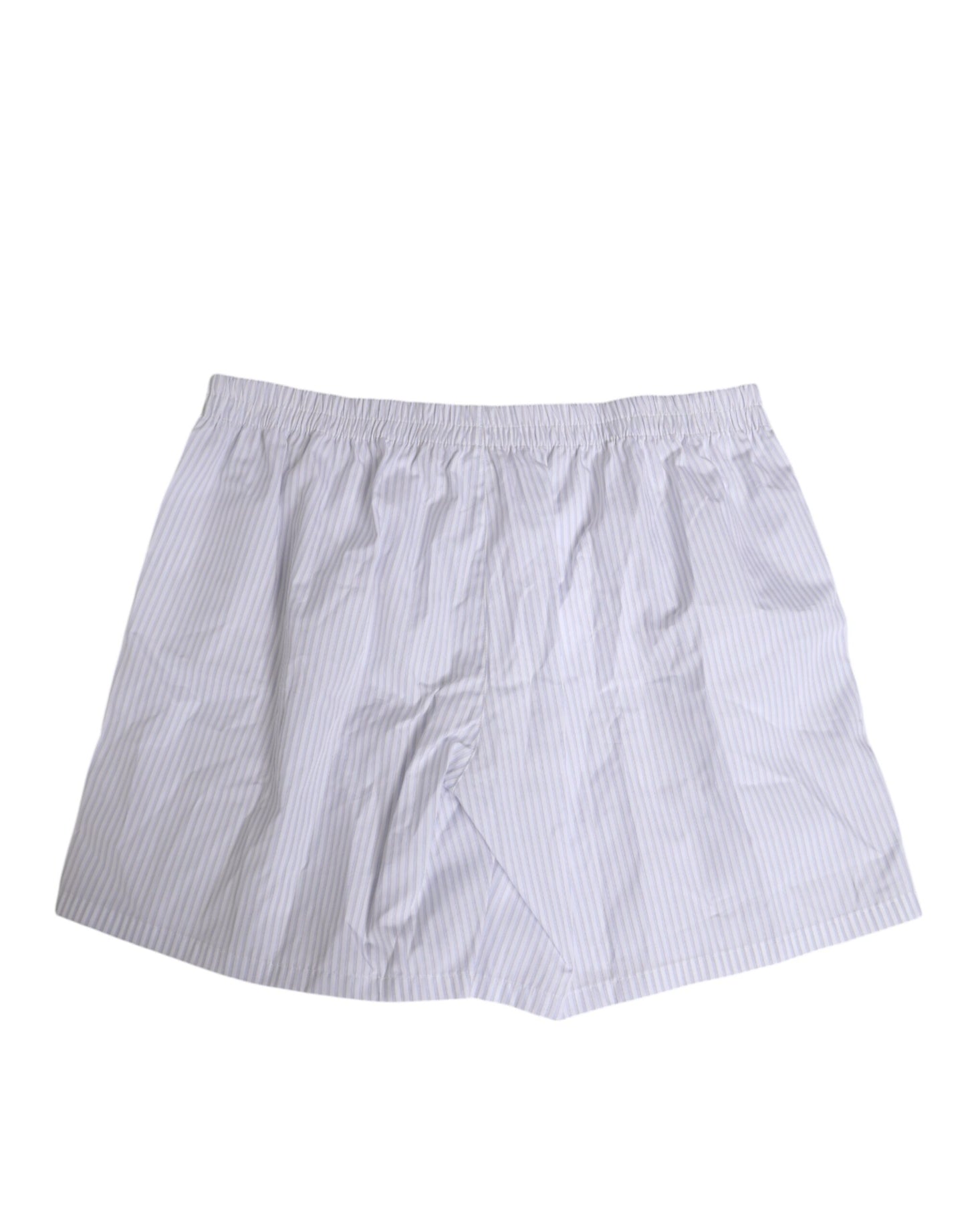 White Blue Cotton Striped Button Fly Shorts Swimwear-Dolce & Gabbana-LabelTerrace.com