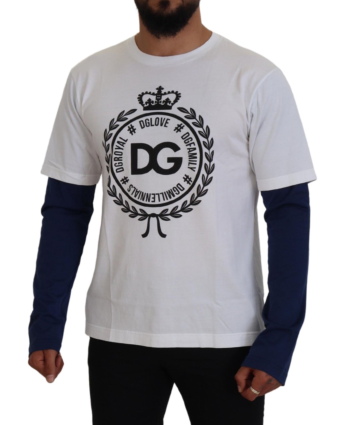 White Blue DG Crown Pullover Sweater-Dolce & Gabbana-LabelTerrace.com