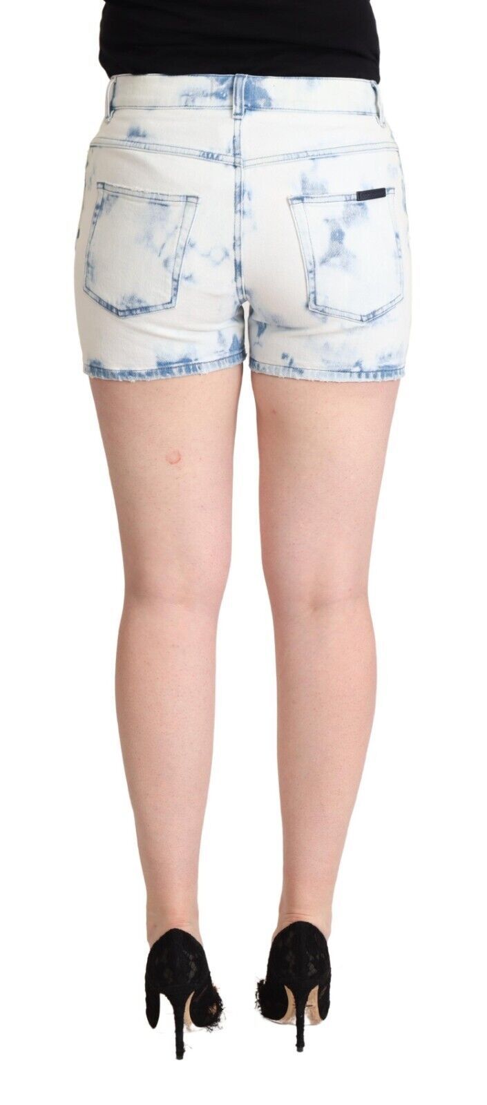 White Blue Dye Cotton Mid Waist Denim Shorts-Dolce & Gabbana-LabelTerrace.com