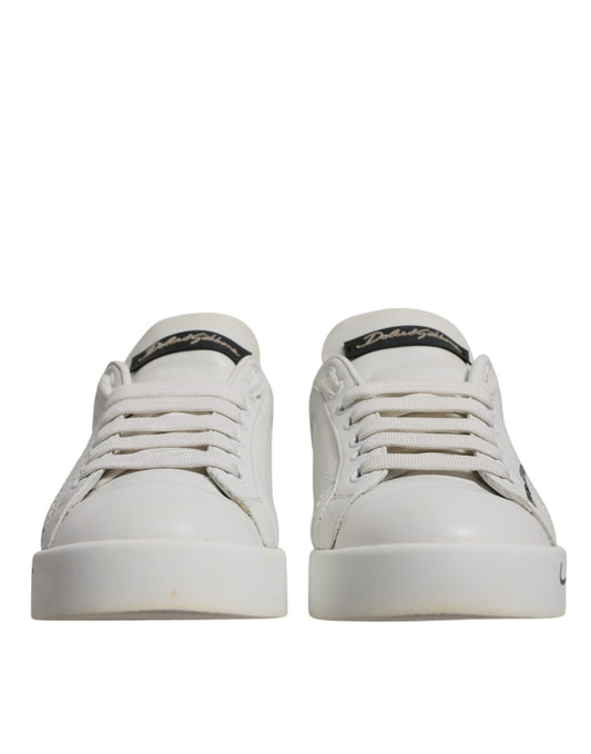 White Blue Logo Portofino Sneakers Shoes-Dolce & Gabbana-LabelTerrace.com