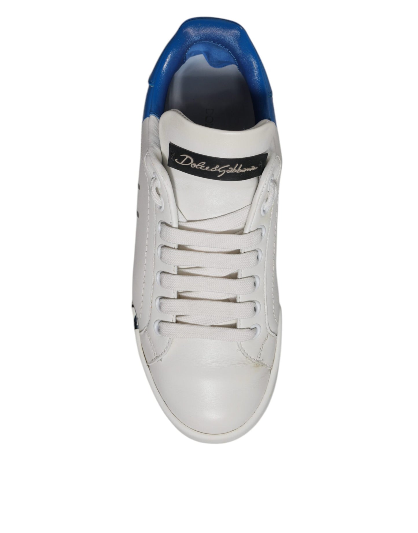 White Blue Logo Portofino Sneakers Shoes-Dolce & Gabbana-LabelTerrace.com