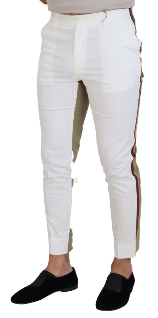 White Brown Slim Fit Chino Pants-Dolce & Gabbana-LabelTerrace.com