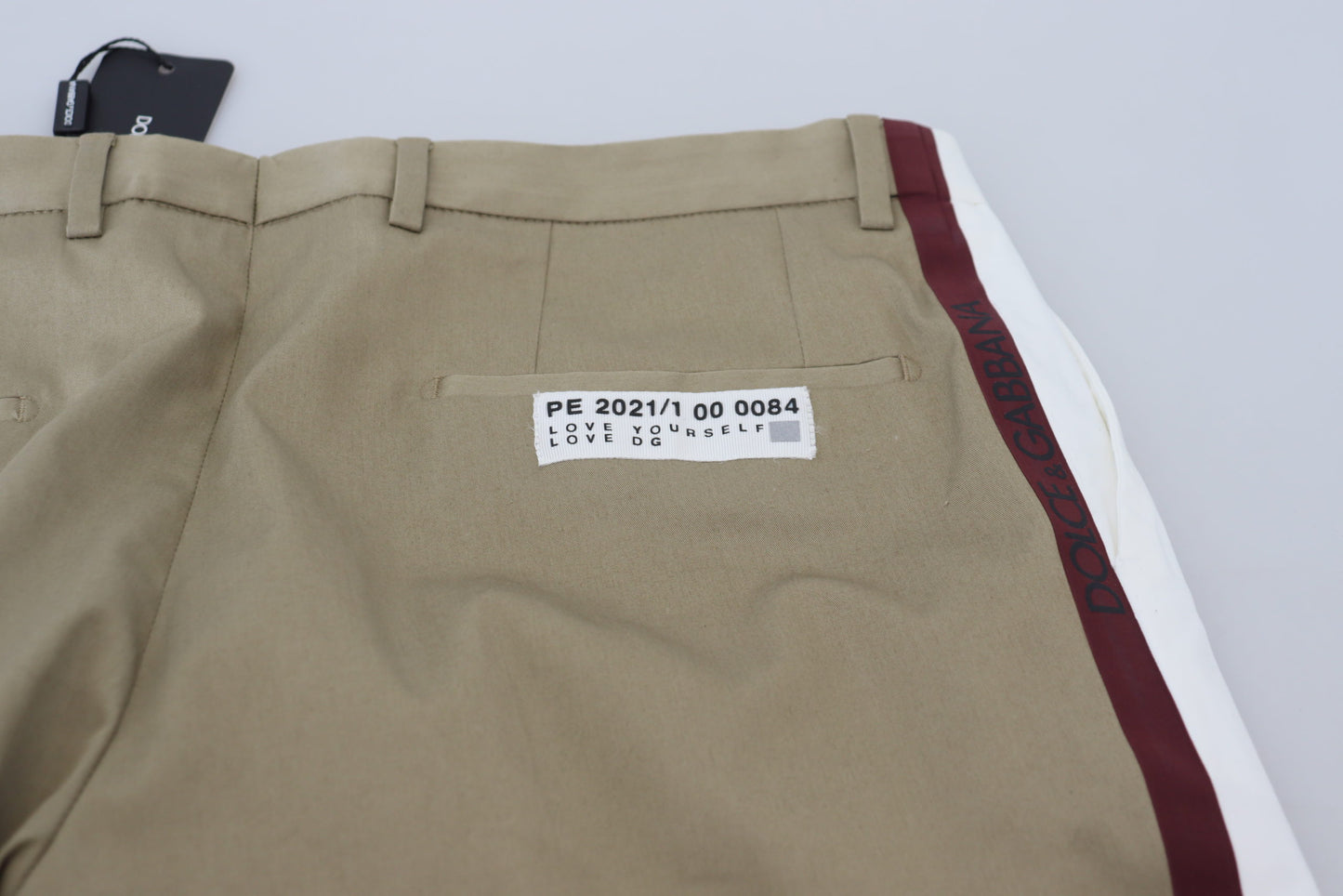 White Brown Slim Fit Chino Pants-Dolce & Gabbana-LabelTerrace.com