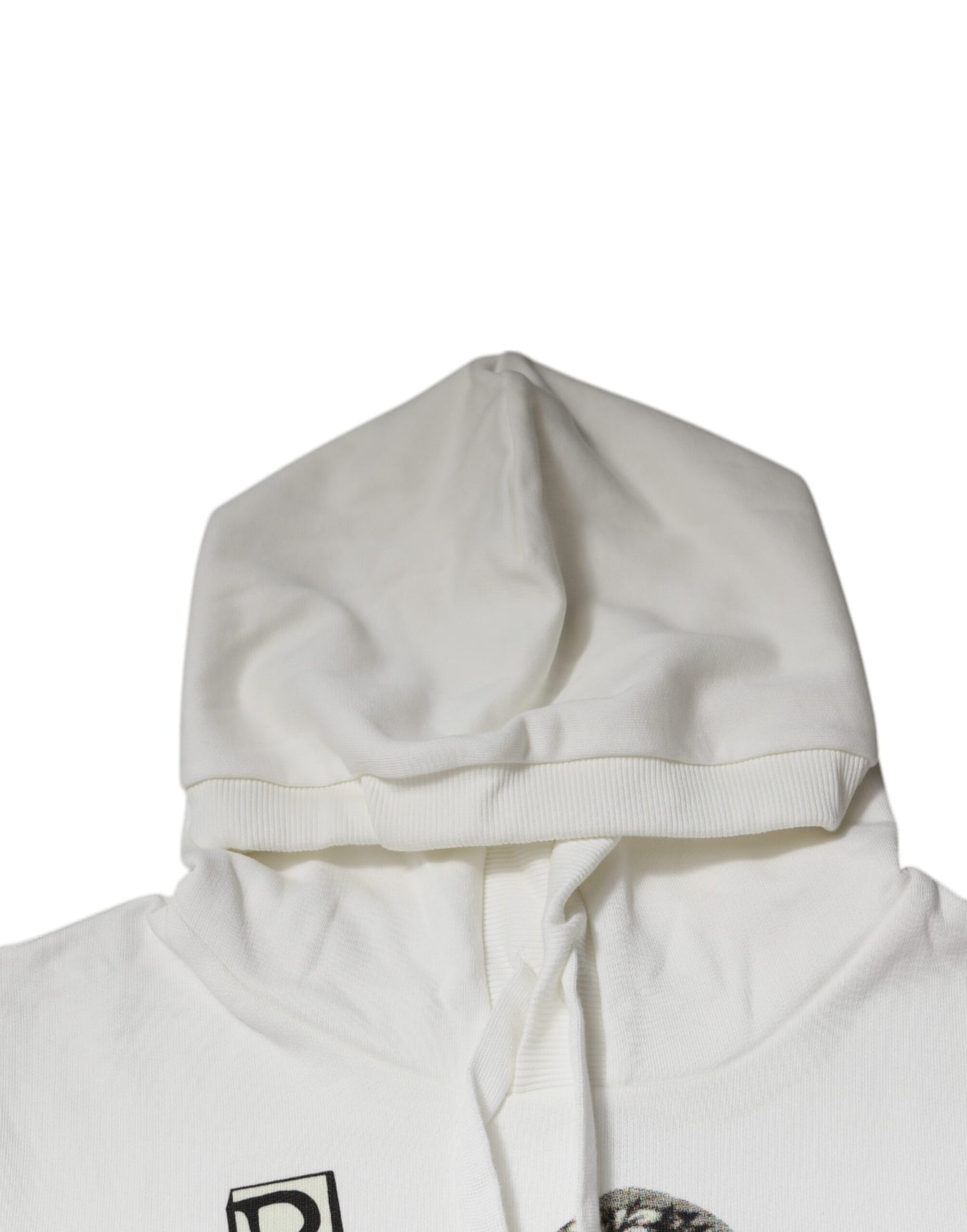 White Caesar Cotton Hooded Pullover Sweater-Dolce & Gabbana-LabelTerrace.com