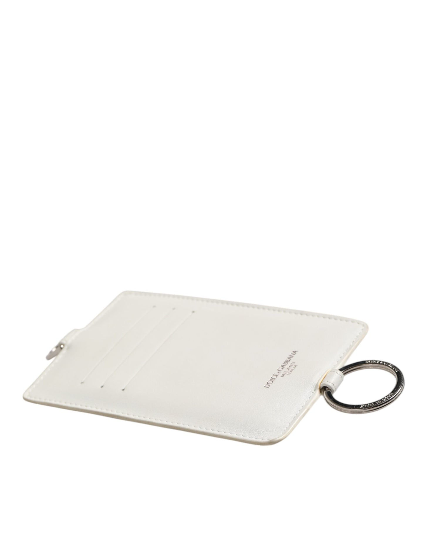White Calf Leather Lanyard Logo Card Holder Men Wallet-Dolce & Gabbana-LabelTerrace.com