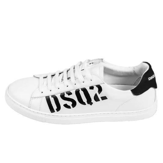 White Calfskin Sneaker-Dsquared²-LabelTerrace.com