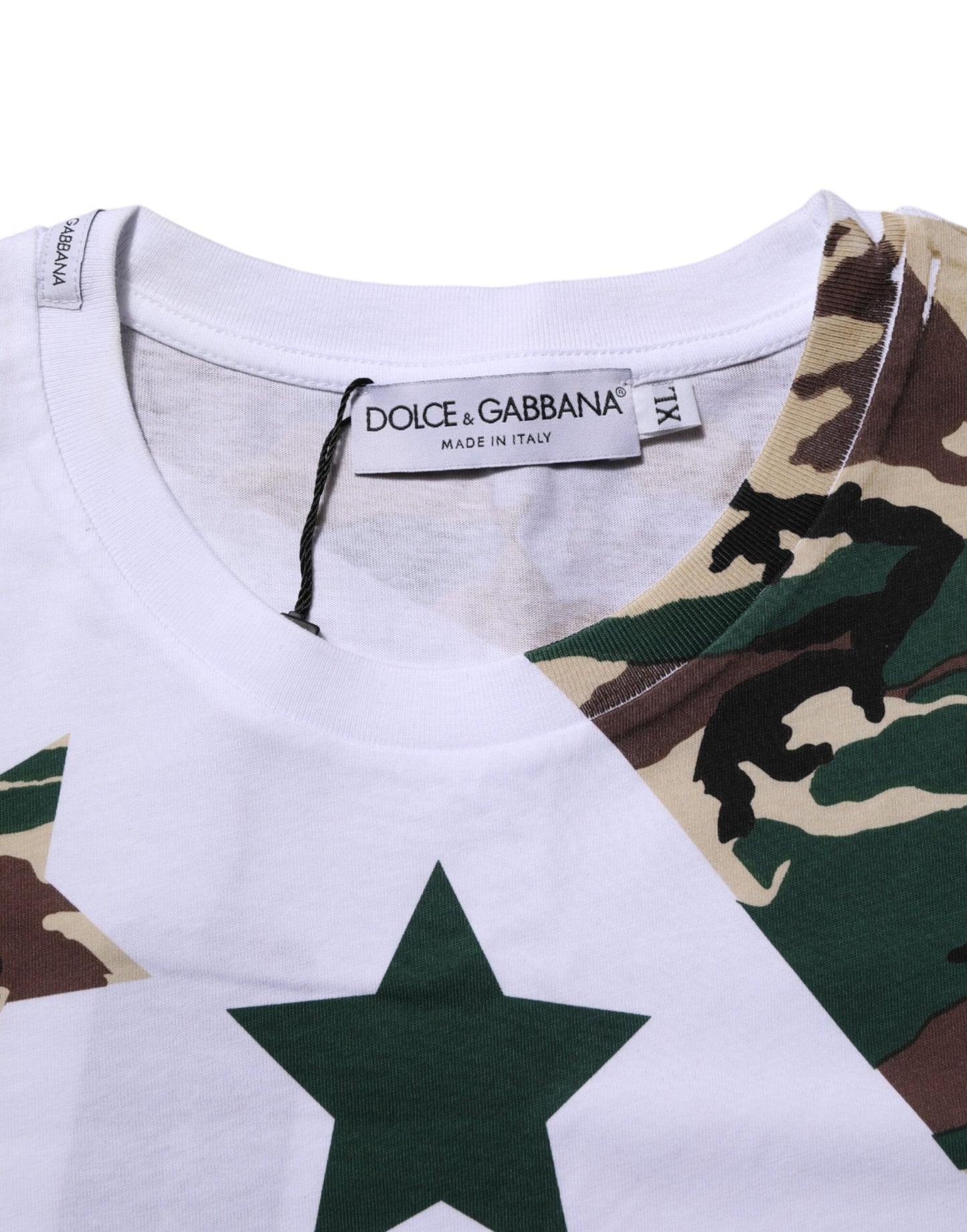 White Camouflage Cotton Men Crew Neck T-shirt-Dolce & Gabbana-LabelTerrace.com