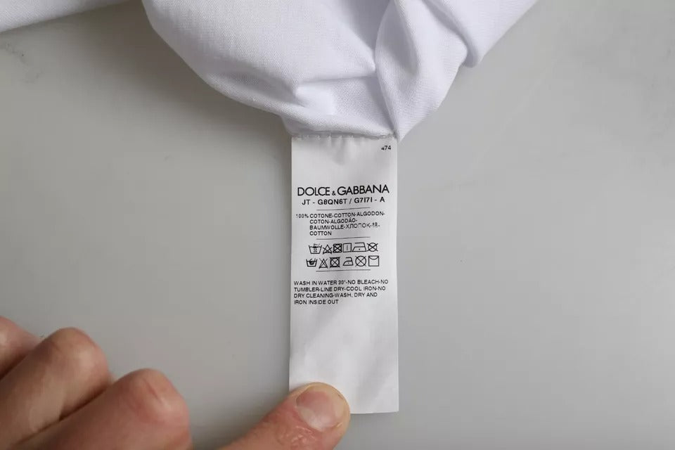 White Camouflage Stars Crew Neck Men T-shirt-Dolce & Gabbana-LabelTerrace.com