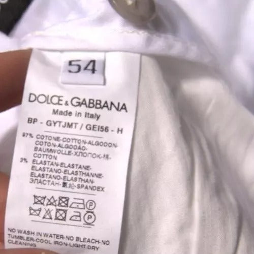 White Chinos Cotton Stretch Casual Shorts-Dolce & Gabbana-LabelTerrace.com