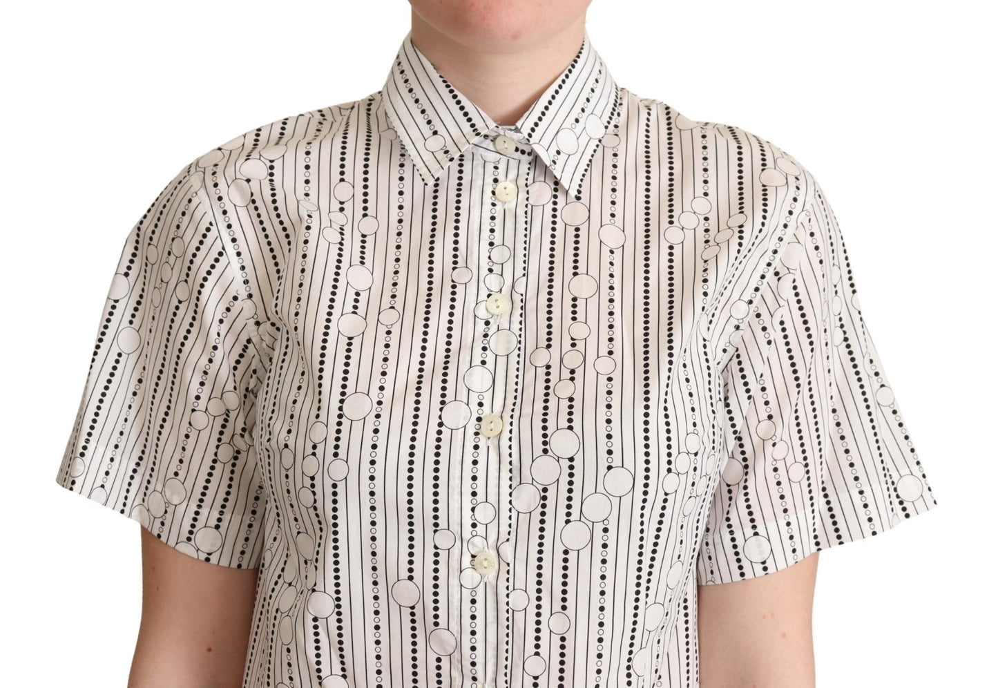 White Circles Dots Collared Button Up Shirt-Dolce & Gabbana-LabelTerrace.com