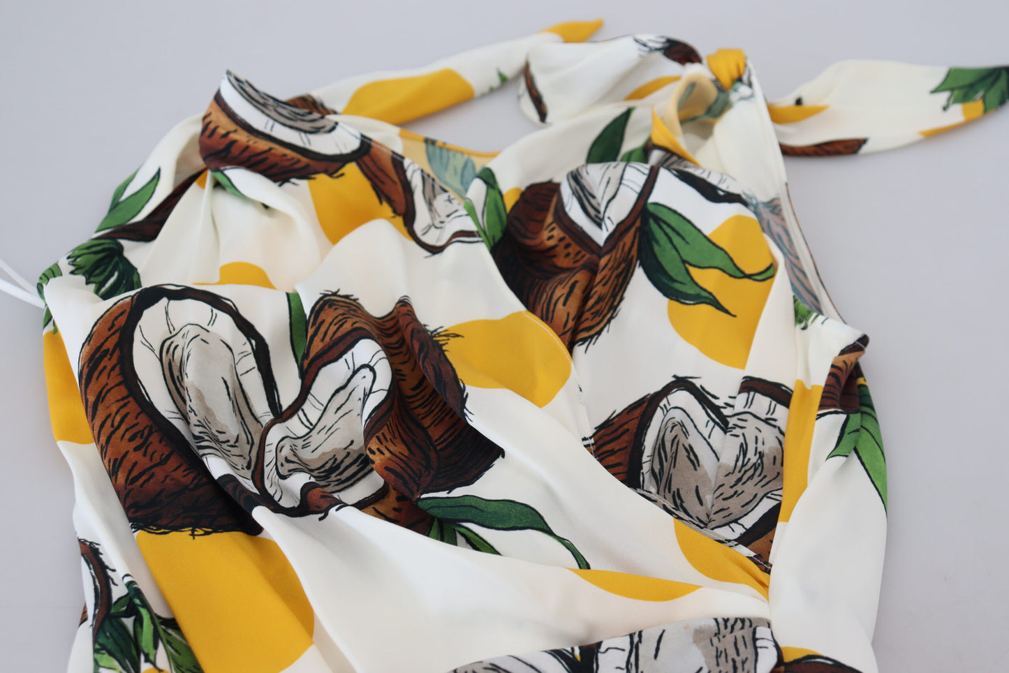 White Coconut Print Sheath Mini Silk Dress-Dolce & Gabbana-LabelTerrace.com