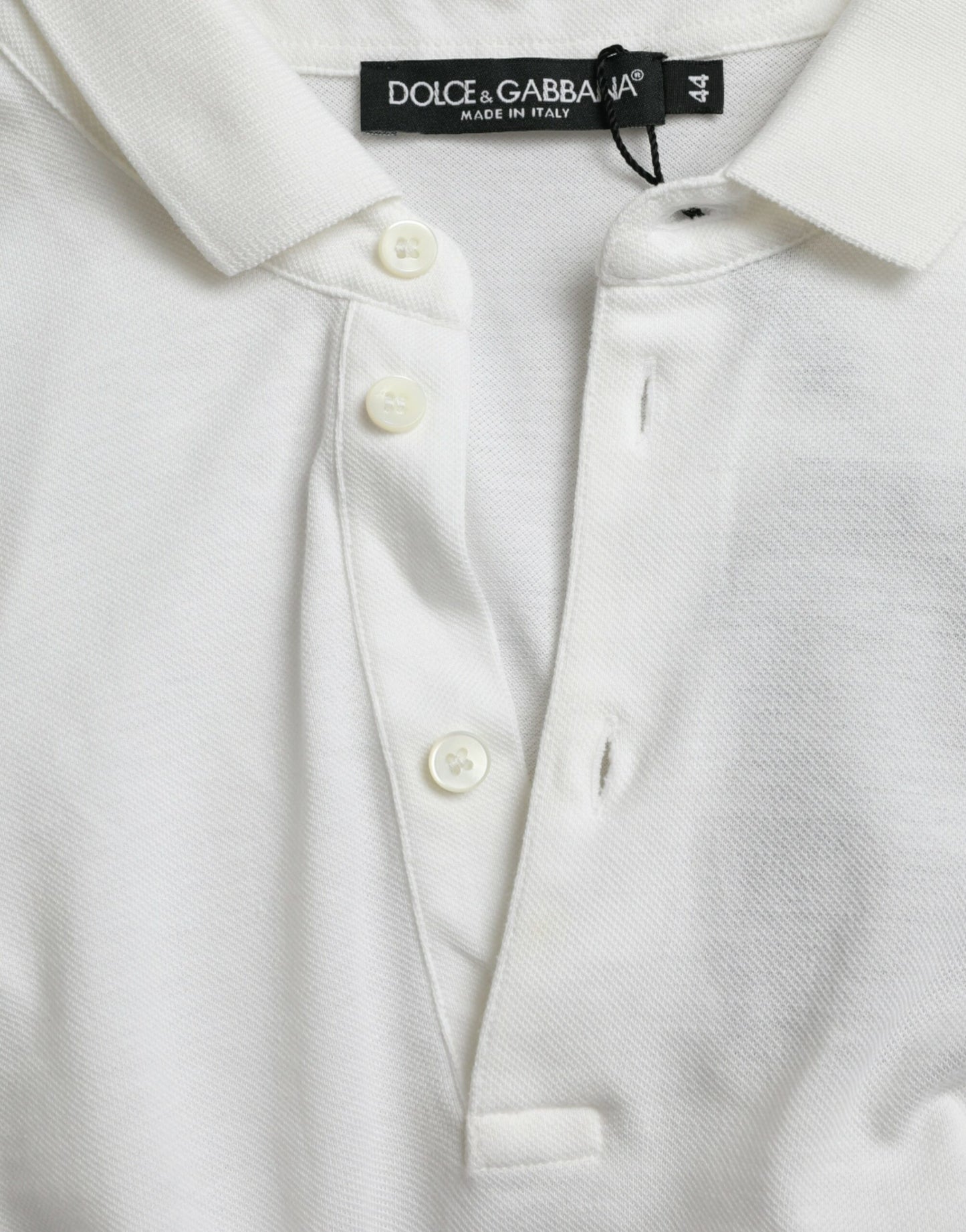 White Collared Short Sleeve Crown T-shirt-Dolce & Gabbana-LabelTerrace.com