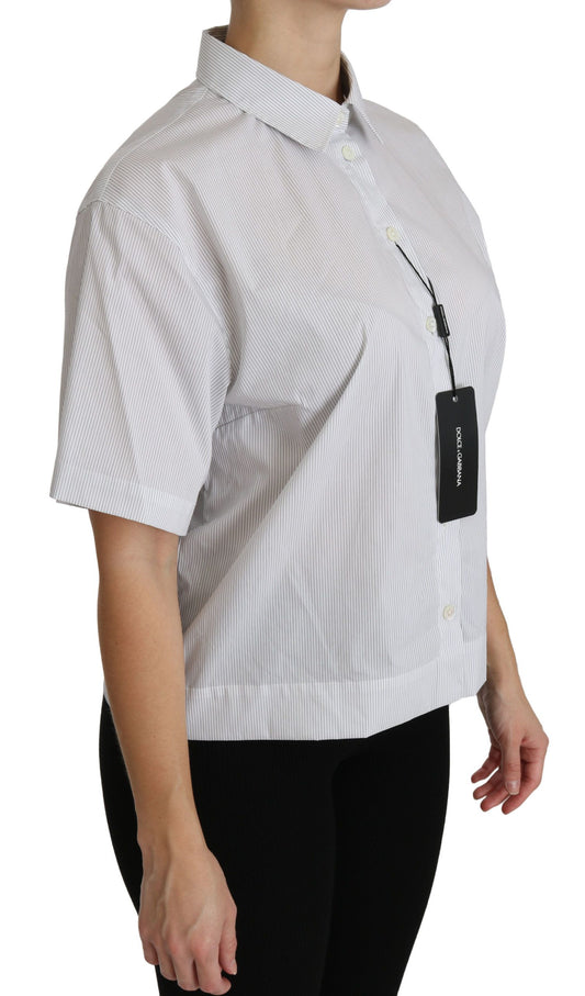 White Collared Short Sleeve Polo Shirt Top-Dolce & Gabbana-LabelTerrace.com