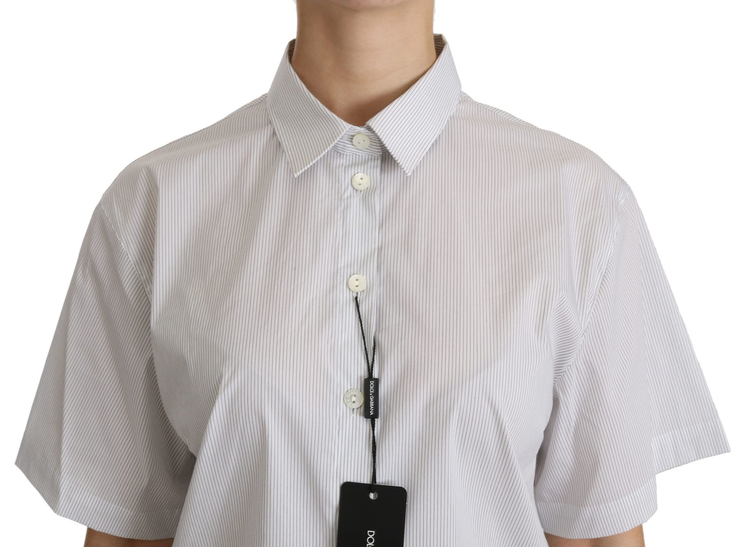 White Collared Short Sleeve Polo Shirt Top-Dolce & Gabbana-LabelTerrace.com