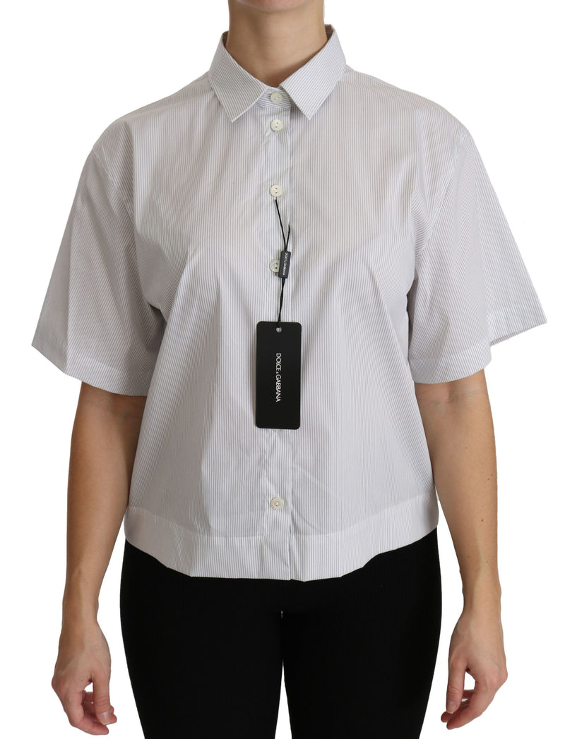 White Collared Short Sleeve Polo Shirt Top-Dolce & Gabbana-LabelTerrace.com