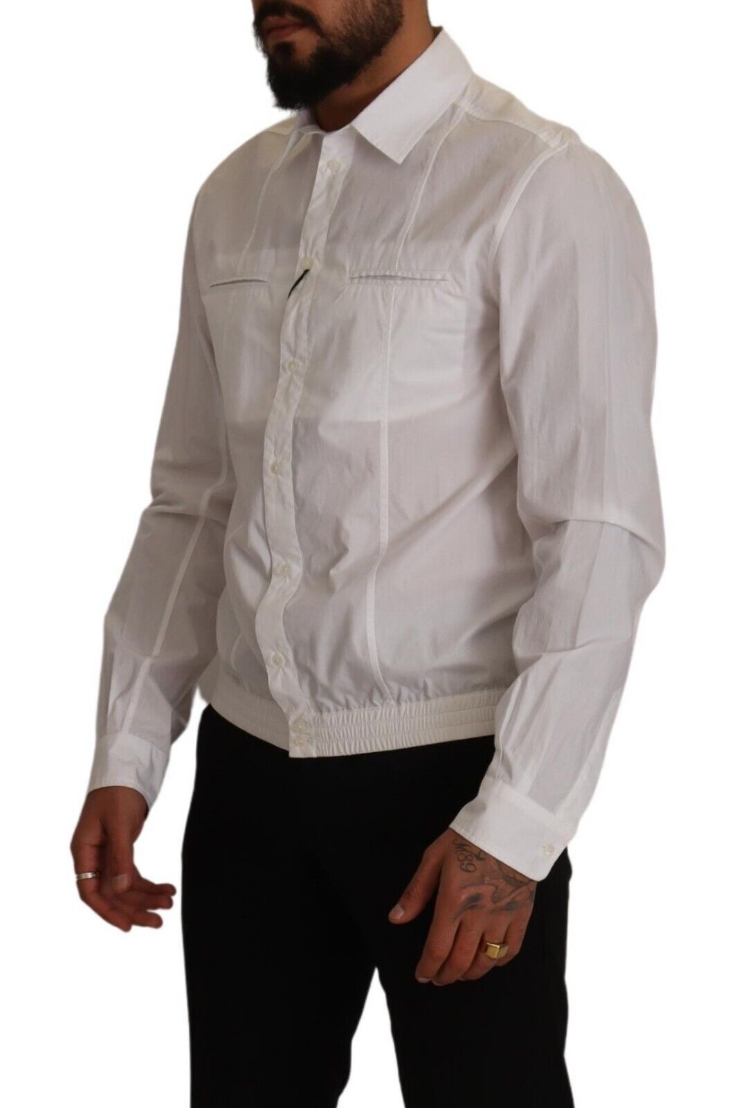 White Cotton Button Down Men Collared Shirt-Dolce & Gabbana-LabelTerrace.com