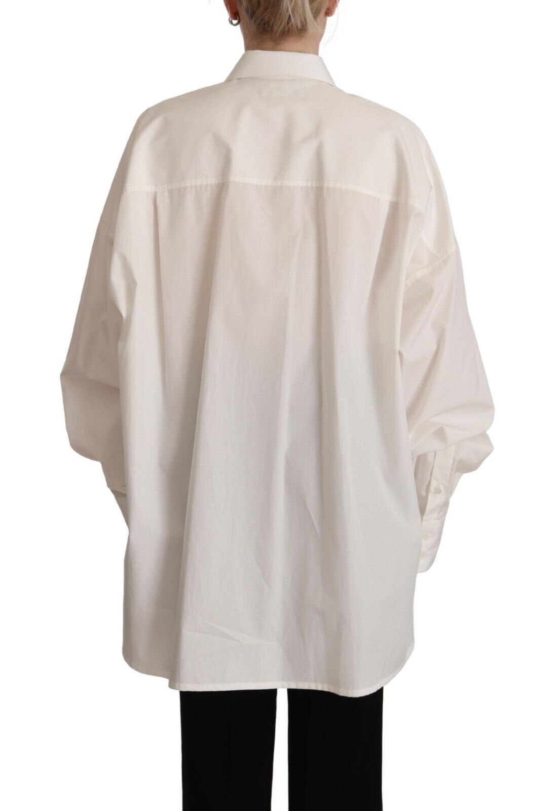 White Cotton Button Up Collared Long Sleeve Top-Dolce & Gabbana-LabelTerrace.com