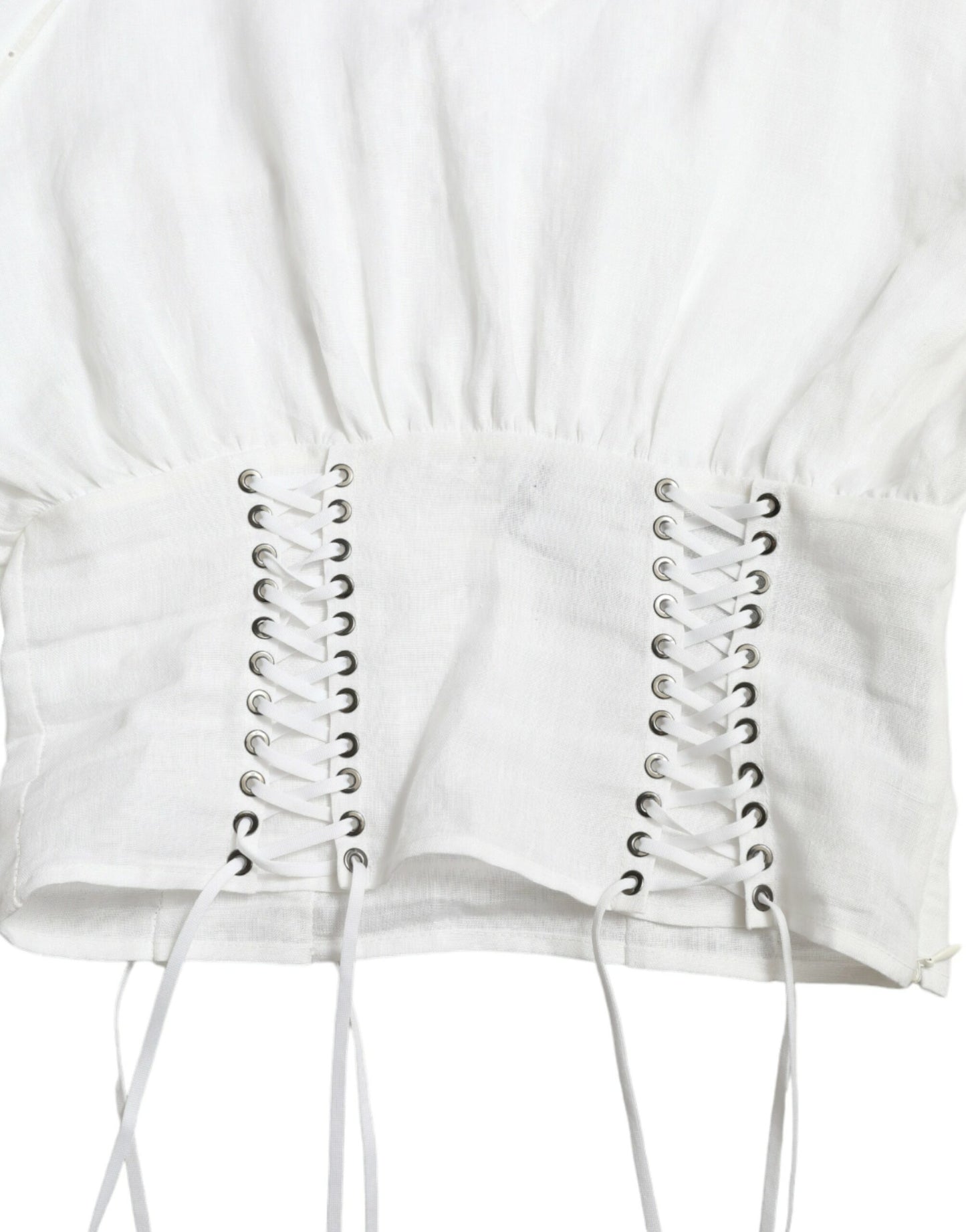 White Cotton Corset Cropped Long Sleeves Topclothing-Dolce & Gabbana-LabelTerrace.com