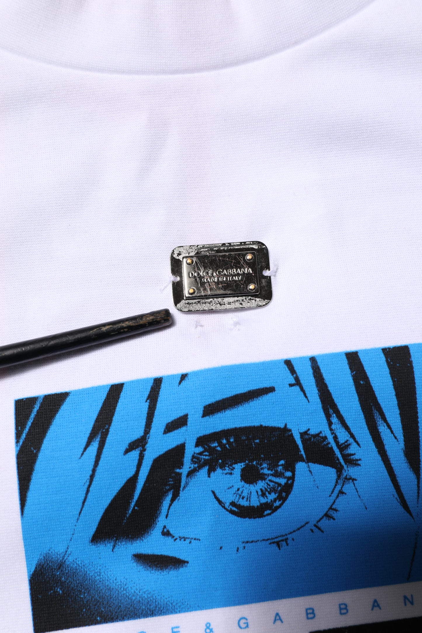 White Cotton Crew Neck Graphic Print T-shirt-Dolce & Gabbana-LabelTerrace.com