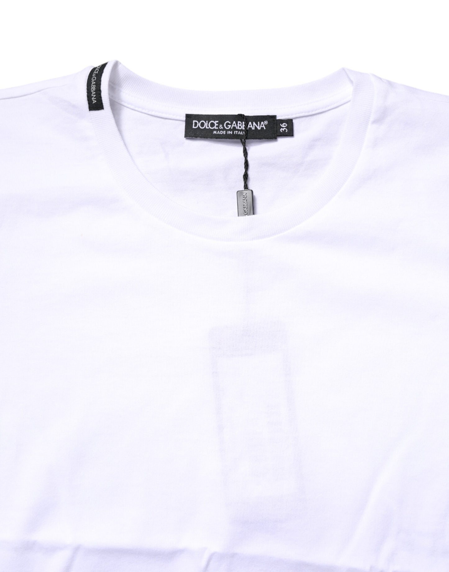 White Cotton Crew Neck Short Sleeves T-shirt-Dolce & Gabbana-LabelTerrace.com