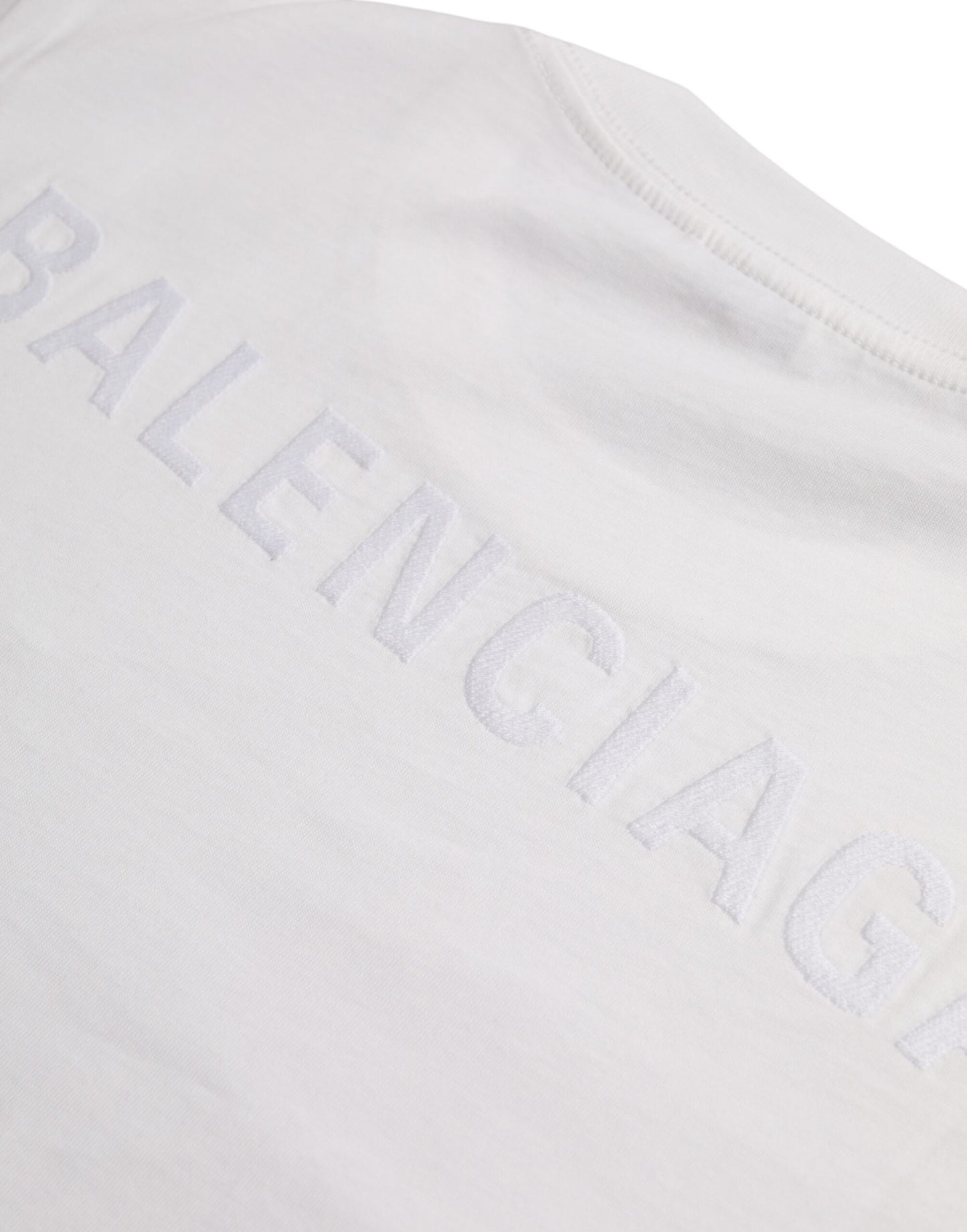 White Cotton Crew Neck Short Sleeves T-shirt-Balenciaga-LabelTerrace.com