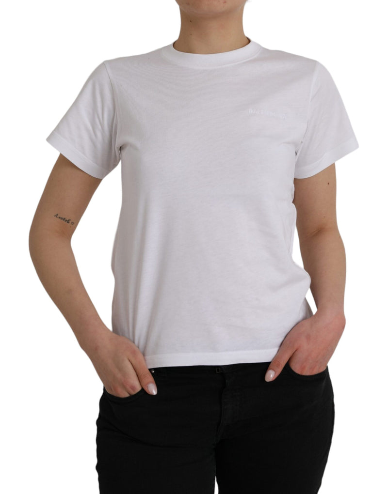White Cotton Crew Neck Short Sleeves T-shirt-Balenciaga-LabelTerrace.com