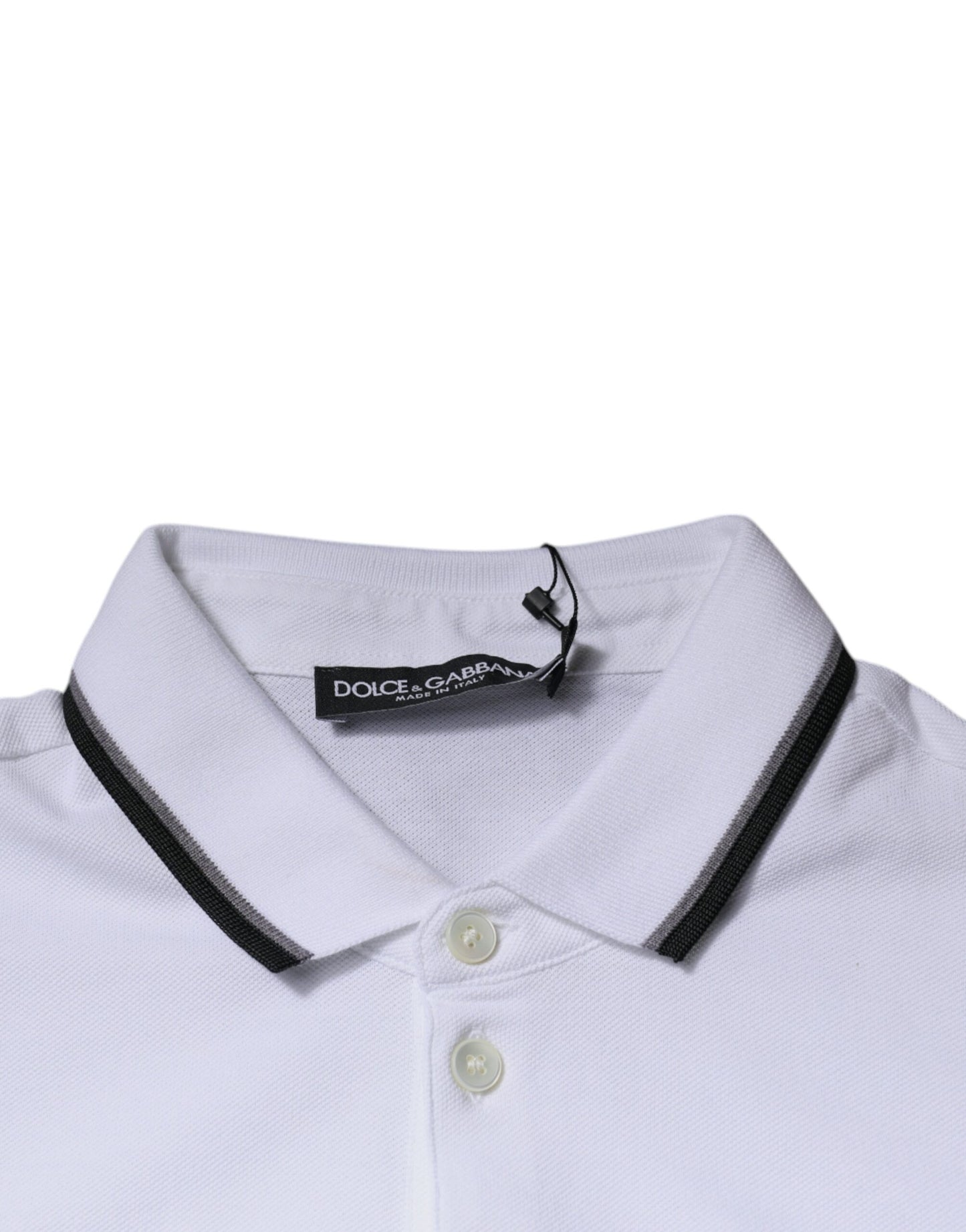 White Cotton Crown Collared Polo T-shirt-Dolce & Gabbana-LabelTerrace.com