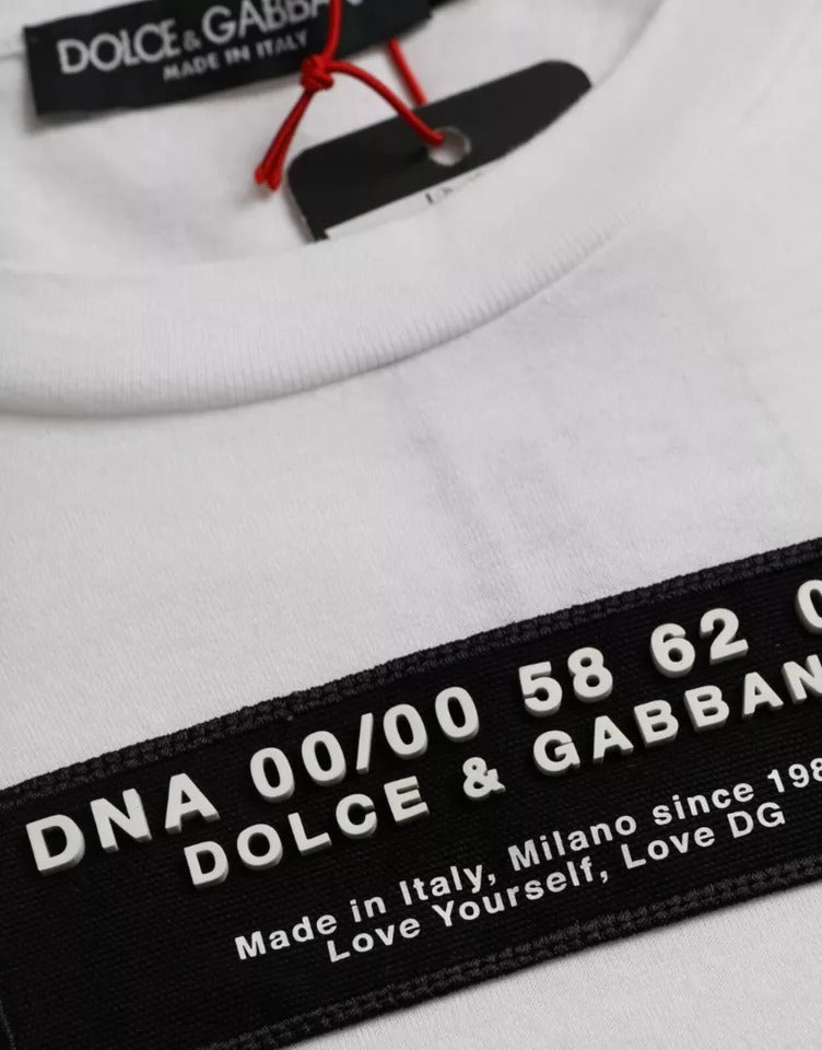 White Cotton DG Applique Men Casual T-shirt-Dolce & Gabbana-LabelTerrace.com