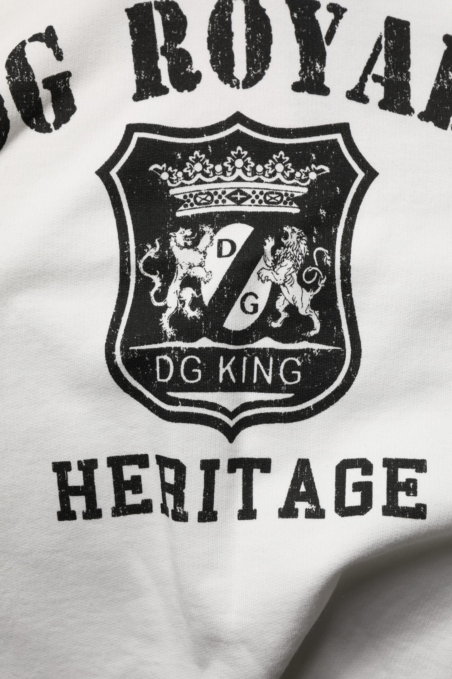 White Cotton DG ROYAL Print Hooded Sweater-Dolce & Gabbana-LabelTerrace.com