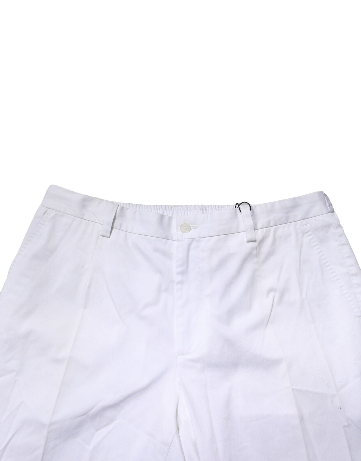 White Cotton Dress Slim Formal Pants-Dolce & Gabbana-LabelTerrace.com