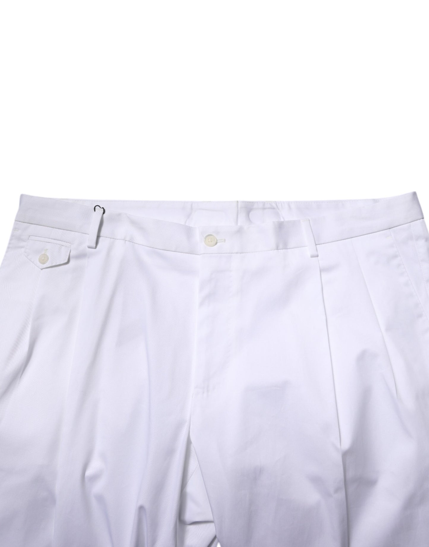 White Cotton Dress Slim Formal Trouser Pants-Dolce & Gabbana-LabelTerrace.com